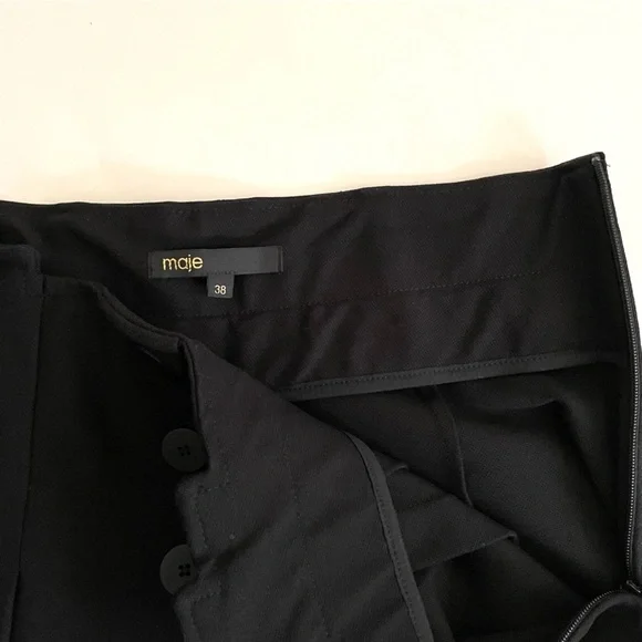 Maje Jioma Pleated Flared ALine Mini Skirt Black Size 38 - Picture 8 of 14